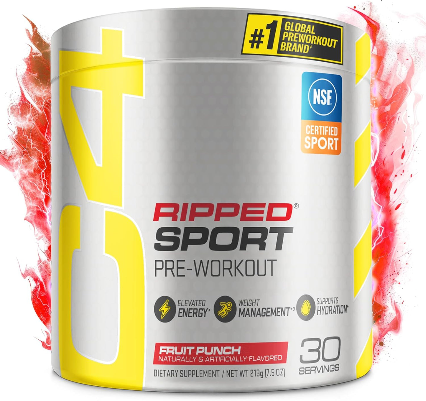 Cellucor C4 Ripped Sport Pre-Workout – Sugar-Free Fat Burner with 135mg Caffeine (Fruit Punch, 30 Servings)