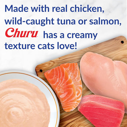 Lickable Creamy Cat Treats – Tuna & Chicken Variety with Taurine, 50 Tubes (0.5 oz Each)