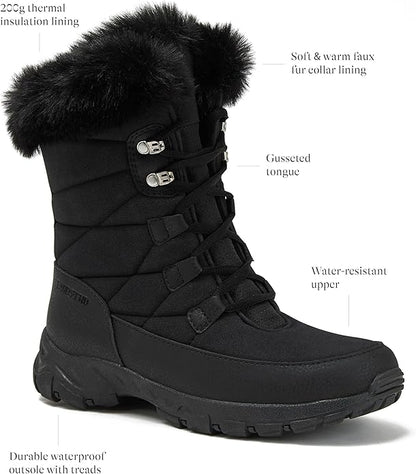 Women’s Waterproof Insulated Snow Boots – Lace-Up or Slip-On Winter Shoes (Sizes 6–11, Medium/Wide)