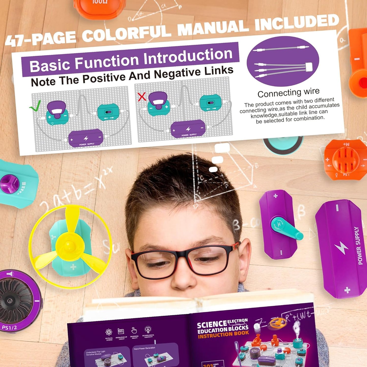 Kids’ Circuit Board Kit – 45-Piece DIY Electronics Set with 100+ STEM Projects (Ages 6+)