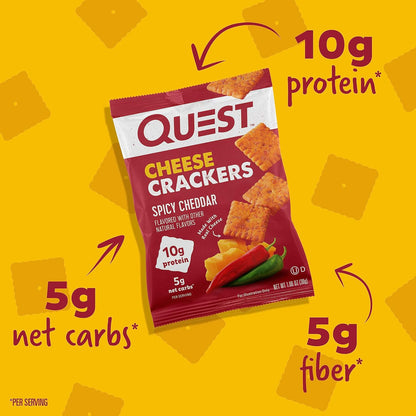 Spicy Cheddar Cheese Crackers – High Protein (10g), Low Carb, Gluten-Free, Keto-Friendly Snack, 12 Count (17.76 oz Total)