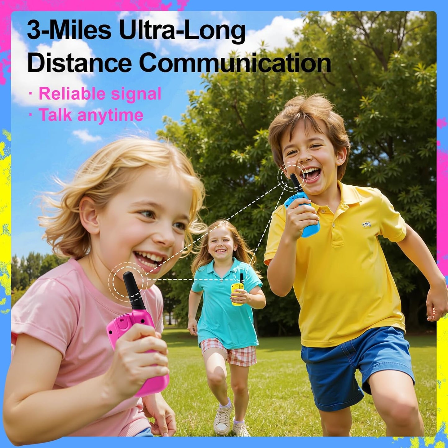 Kids Walkie Talkies – 3-Mile Range Two-Way Radios for Outdoor Play (Ages 3–9)