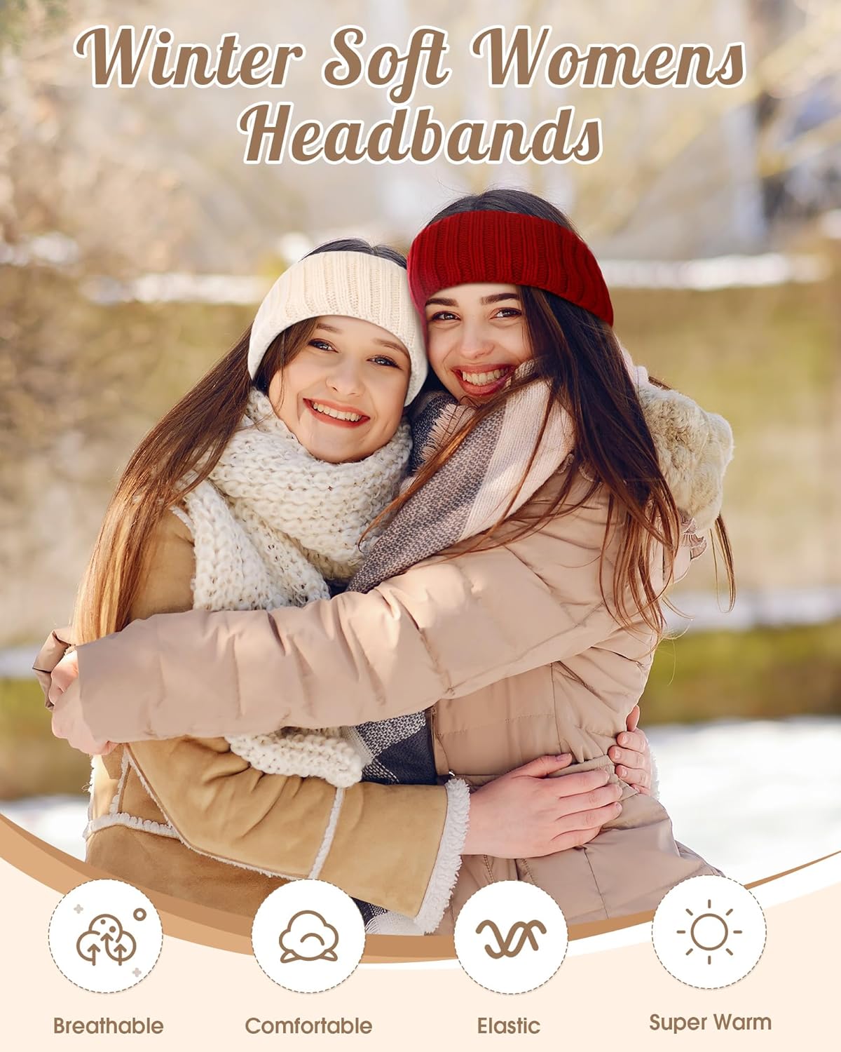 8-Pack Winter Ear Warmer Headbands – Knit Fleece-Lined Plush Ear Muffs (8 Colors)