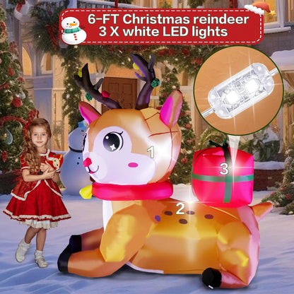 6FT Inflatable Christmas Elk Decoration with Built-in LEDs