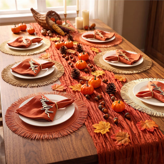 6-Piece Fall Thanksgiving Placemats – Autumn Table Décor Set for 6 People