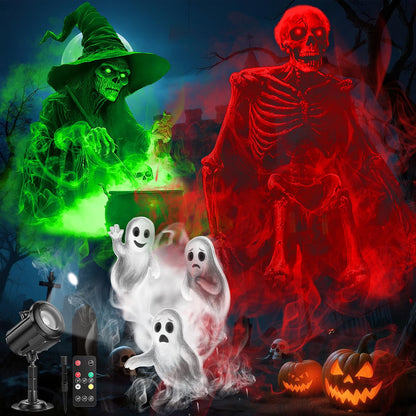 12-in-1 Halloween 3D Ghost Projector Light – Waterproof Outdoor Holiday Decoration with Spooky Projection Effects
