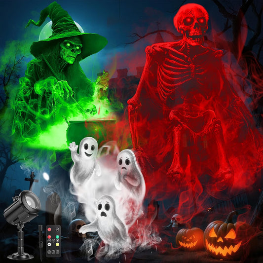 12-in-1 Halloween 3D Ghost Projector Light – Waterproof Outdoor Holiday Decoration with Spooky Projection Effects