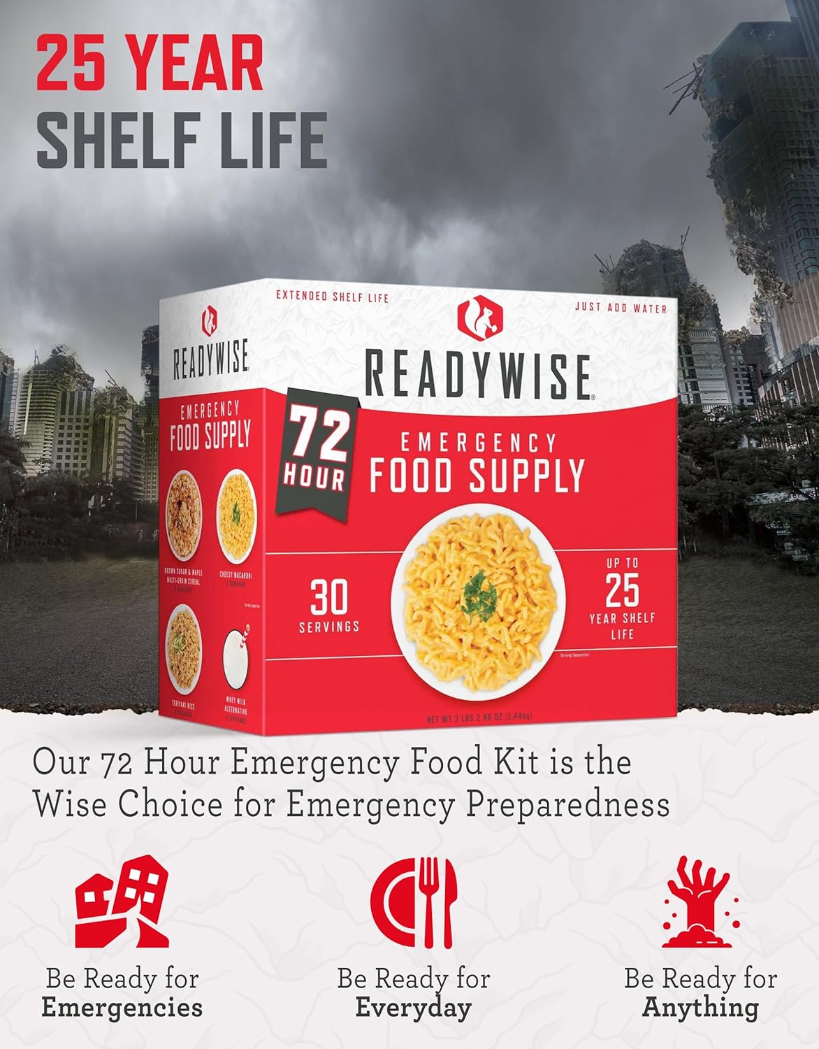 72-Hour Emergency Food Supply – 30-Serving Freeze-Dried Survival Kit (25-Year Shelf Life)