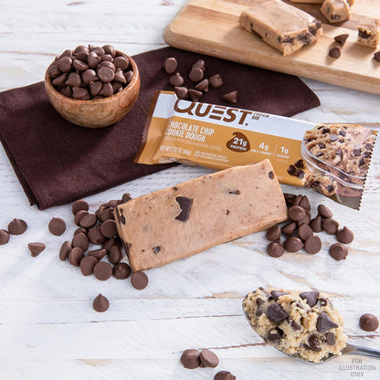 12-Count Quest Nutrition Chocolate Chip Dough Cookie Bars – 20g Protein, 1g Sugar, Keto Friendly