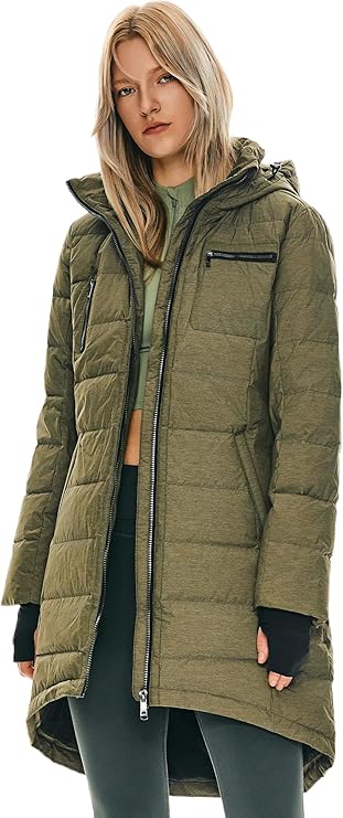Women’s Long Winter Down Jacket – Warm Quilted Puffer Coat with Hood, Slim Fit