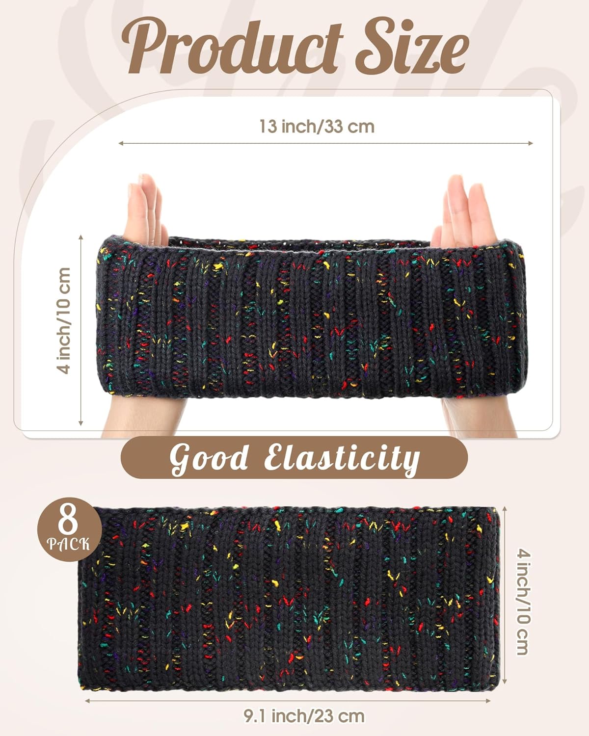 8-Pack Winter Ear Warmer Headbands – Knit Fleece-Lined Plush Ear Muffs (8 Colors)