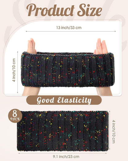 8-Pack Winter Ear Warmer Headbands – Knit Fleece-Lined Plush Ear Muffs (8 Colors)