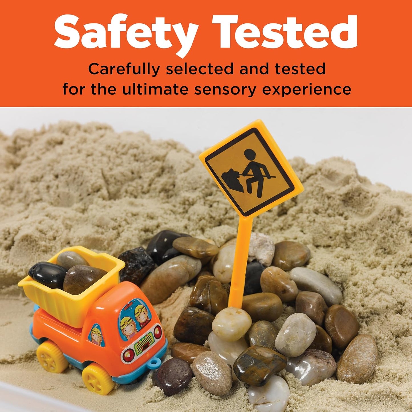 Construction Zone Sensory Bin Playset - Excavator Toys for Ages 3-5