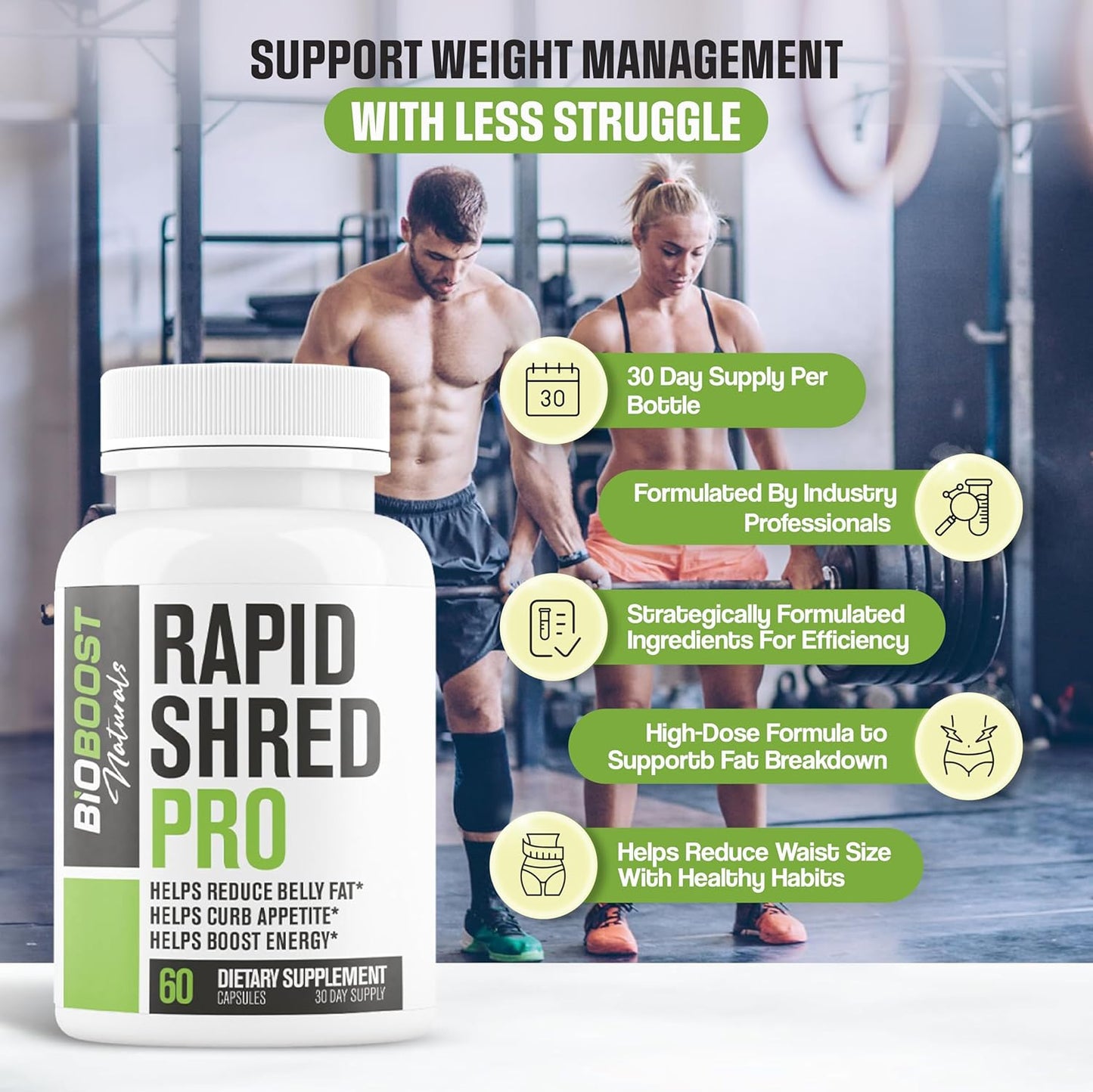 Rapid Shred PRO Series – GLP-1 Support Weight Loss & Fat Burner (60 Pills)