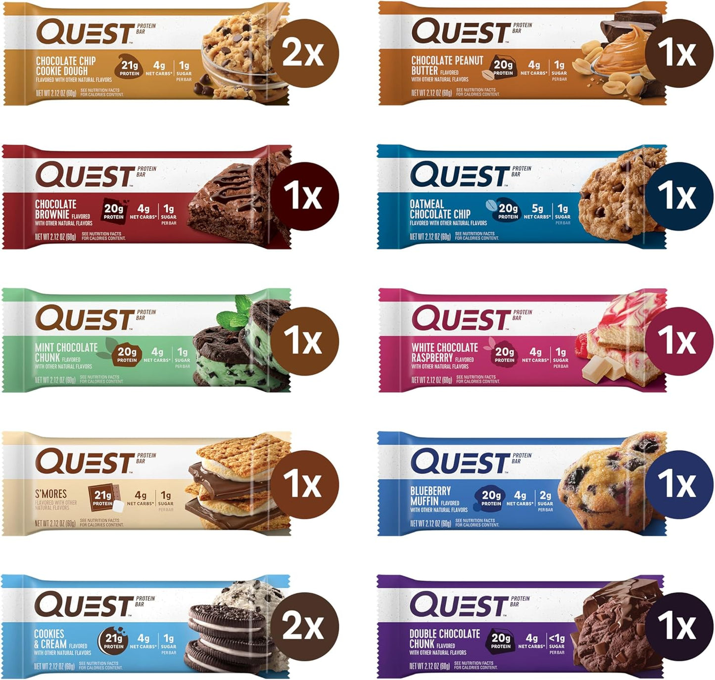 12-Count Quest Nutrition Ultimate Variety Pack Protein Bars – High Protein, Low Carb, Gluten-Free & Keto-Friendly