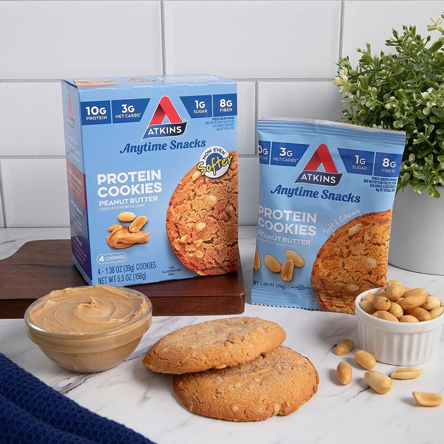 Peanut Butter High-Protein Cookies – Keto-Friendly, 3g Net Carbs, 1g Sugar, Low-Carb Snacks (4 Count)