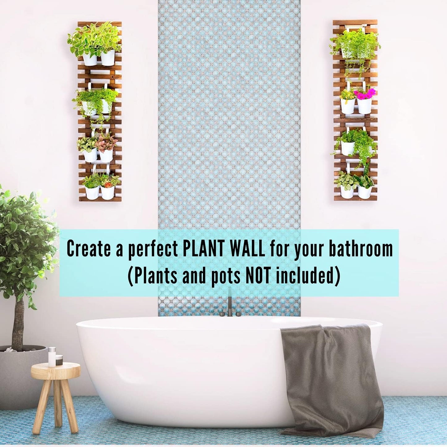 2 Pack, Wooden Hanging Large Planters for Indoor Outdoor Plants, Live Vertical Garden, Plant Wall Mount Flower Pot Holder Hanger Stand Green Herb Wall Decor 47.2" (120cm)