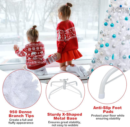 7ft Artificial PVC Christmas Tree with Stand - White