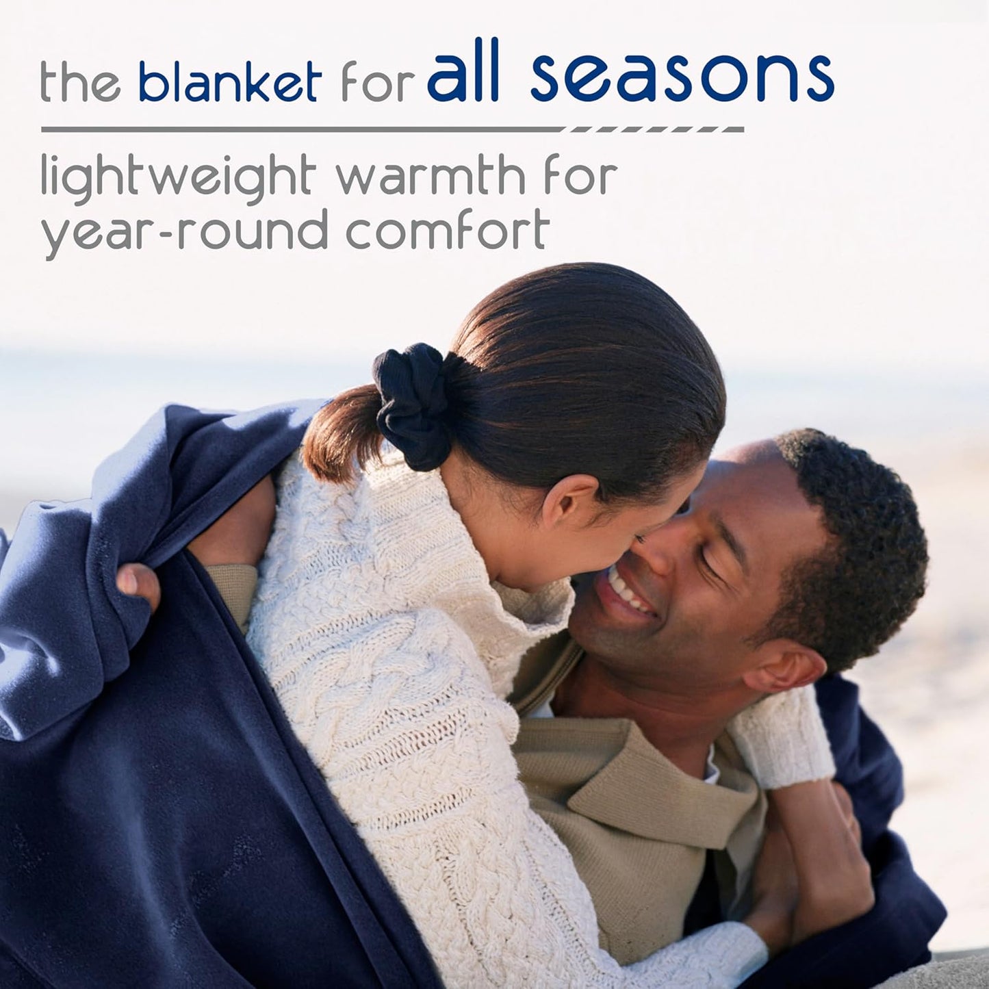 Insulating Core Hotel-Style Blanket, Navy Blue, Twin