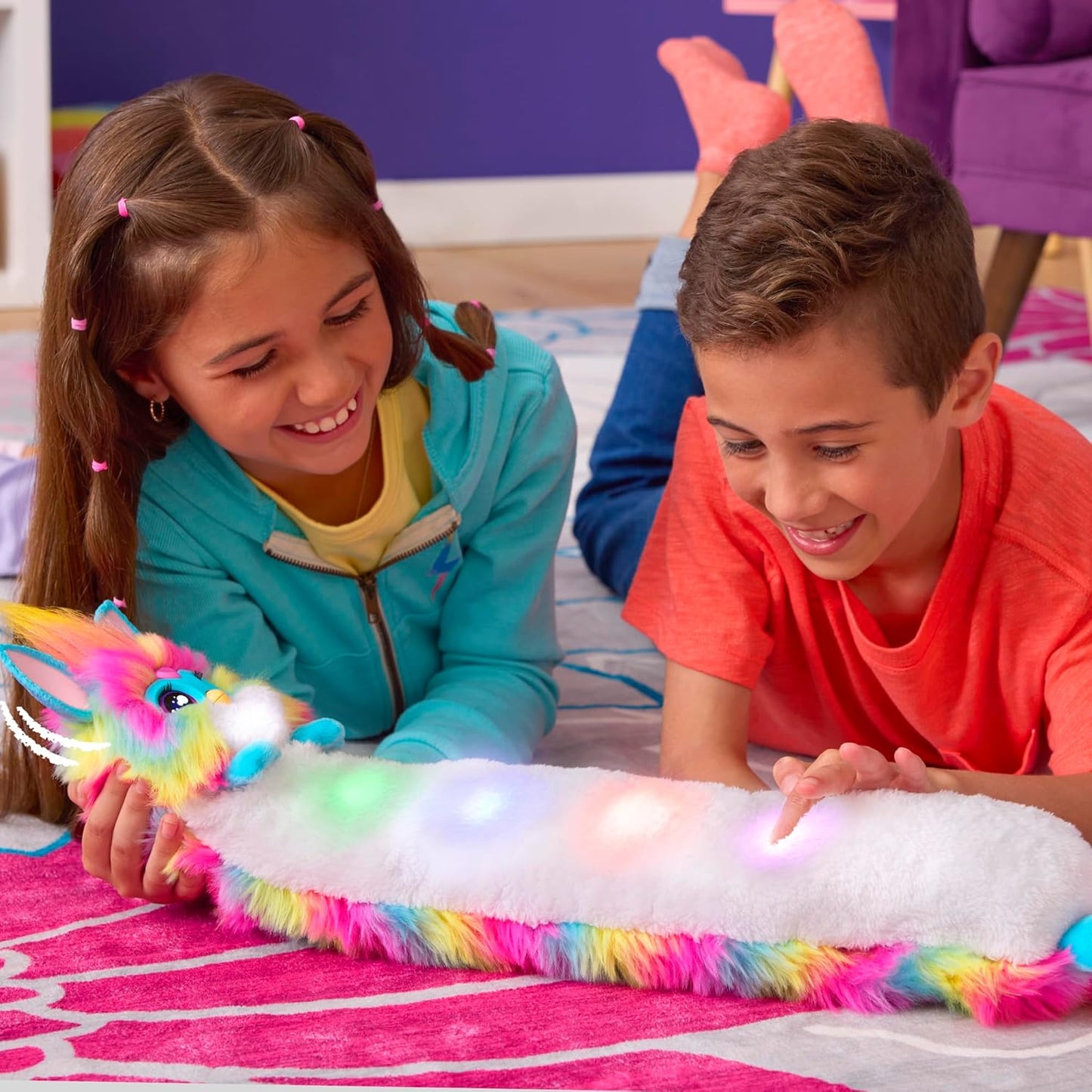 Interactive Rainbow Plush Toy: 32-Inch Snuggly with Music, Lights, Motion & Games - Ages 6+!