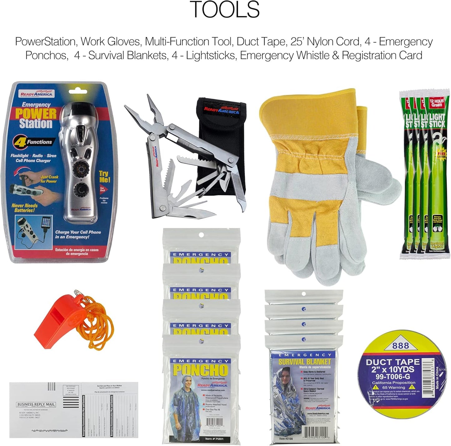 72-Hour Emergency Kit – 4-Person 3-Day Disaster Go-Bag with Food, First Aid & Power Station