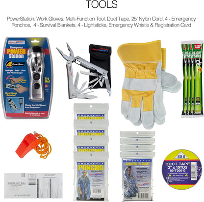 72-Hour Emergency Kit – 4-Person 3-Day Disaster Go-Bag with Food, First Aid & Power Station