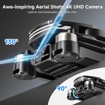 4K Camera Drone with Brushless Motor – Foldable RC Quadcopter for Kids and Beginners, Includes 2 Batteries and Gesture Control – Perfect Gift for Men and Boy