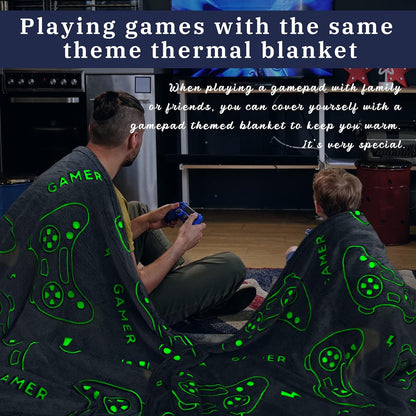 Glow-in-the-Dark Gamer Throw Blanket – Soft Cozy Game Controller Design (50" x 60")