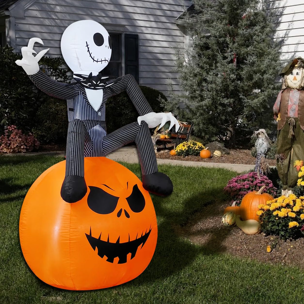 6 Ft Halloween Inflatable Pumpkin – LED Light-Up Outdoor Blow-Up Yard Decoration for Lawn & Garden