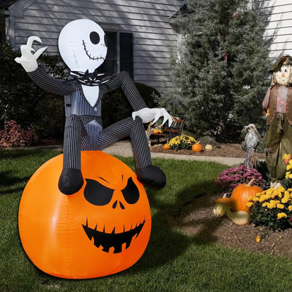 6 Ft Halloween Inflatable Pumpkin – LED Light-Up Outdoor Blow-Up Yard Decoration for Lawn & Garden