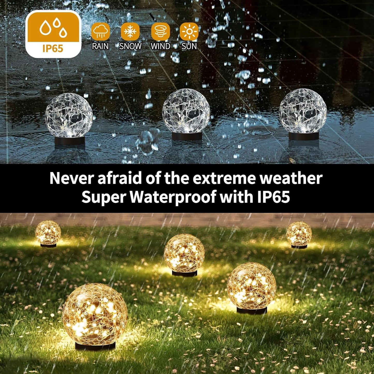 Outdoor Waterproof-Solar Globe Lights for Patio and Yard Lawn Backyard Decor
