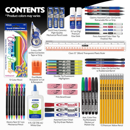 School Supply Box for Elementary Student K-6 School Kit Pack