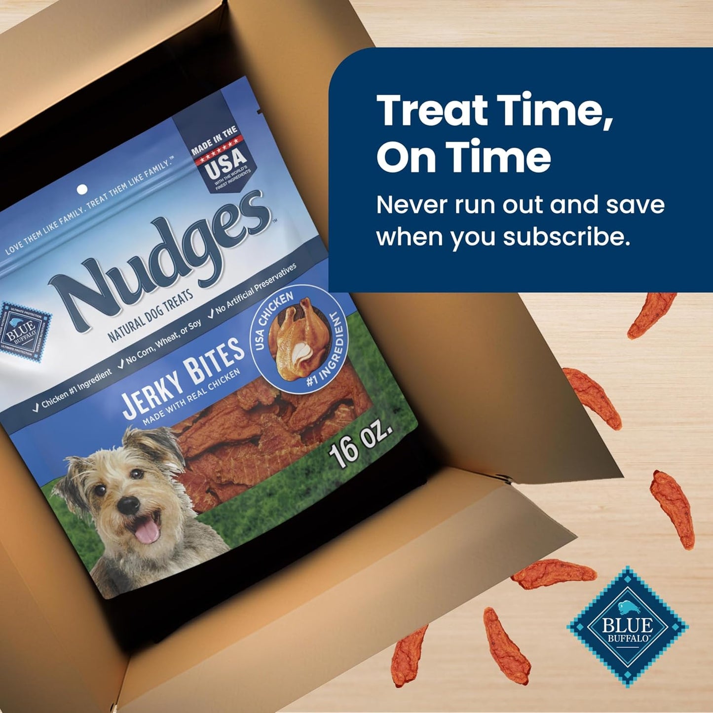 Nudges Chicken Jerky Bites Dog Treats – Natural Training Treats Made with Real Chicken, 16 oz