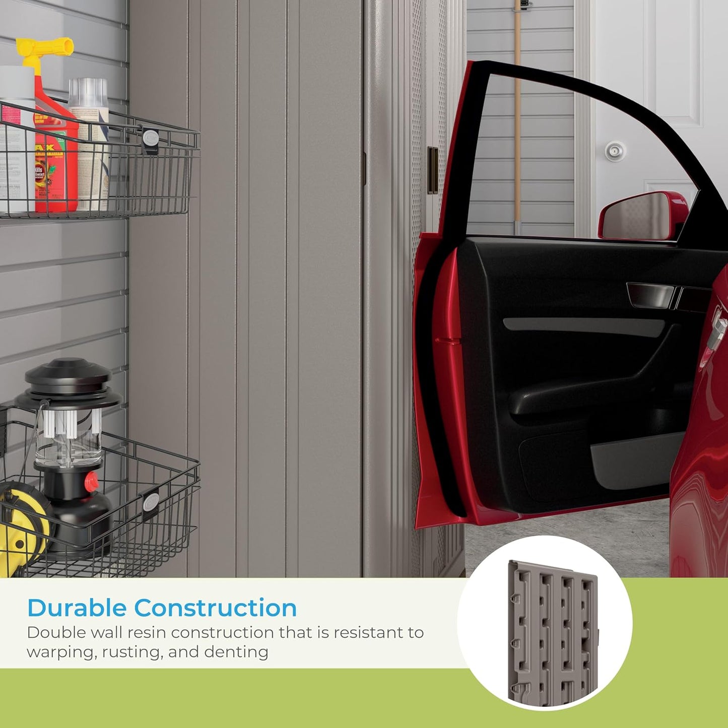 Platinum Resin Tall Storage Cabinet: Weather-Resistant, Lockable Utility Closet for Tools & Supplies