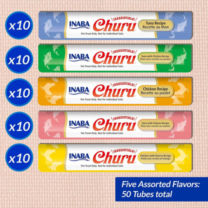Lickable Creamy Cat Treats – Tuna & Chicken Variety with Taurine, 50 Tubes (0.5 oz Each)