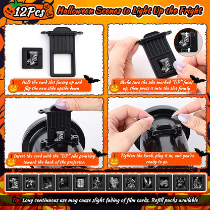 12-in-1 Halloween 3D Ghost Projector Light – Waterproof Outdoor Holiday Decoration with Spooky Projection Effects