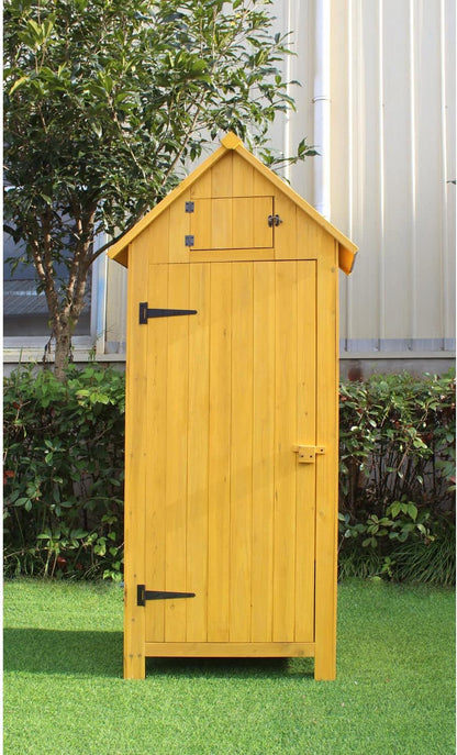 Vertical Outdoor Storage Shed with Shelf and Lock - 8.7 cu. ft. for Tools and Garden Supplies