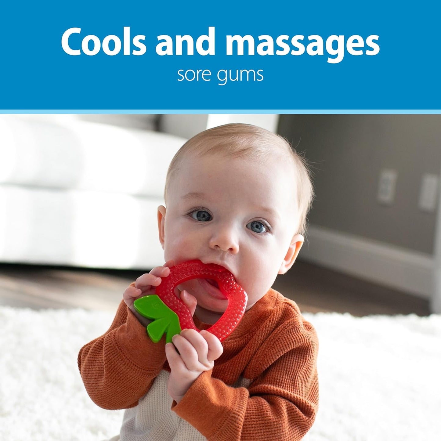 Cooling Baby Teether Toys – BPA-Free Fruit Teethers for Sore Gums (Apple & Pineapple, 2-Pack, 3m+)