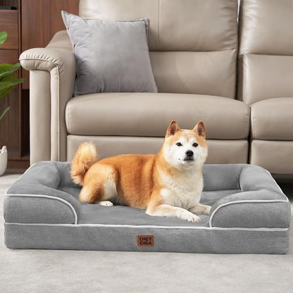Orthopedic Large Dog Bed – Waterproof Memory Foam Pet Bed with Bolsters & Washable Cover