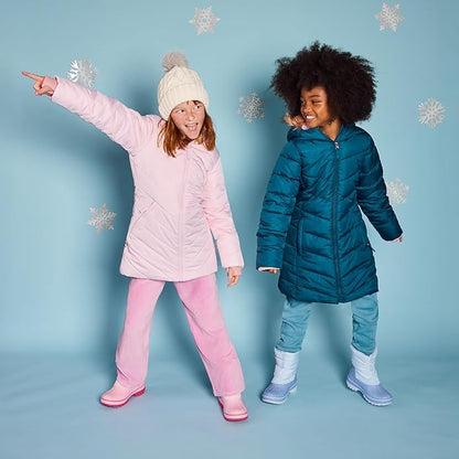 Waterproof Kids' Snow Boots – Insulated, Fleece-Lined Winter Boots for Toddlers, Girls & Boys, Light Blue, Size 7 Big Kid