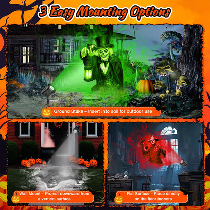 12-in-1 Halloween 3D Ghost Projector Light – Waterproof Outdoor Holiday Decoration with Spooky Projection Effects