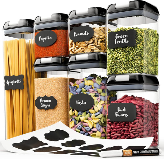 7-Piece Airtight Food Storage Container Set with Labels and Marker