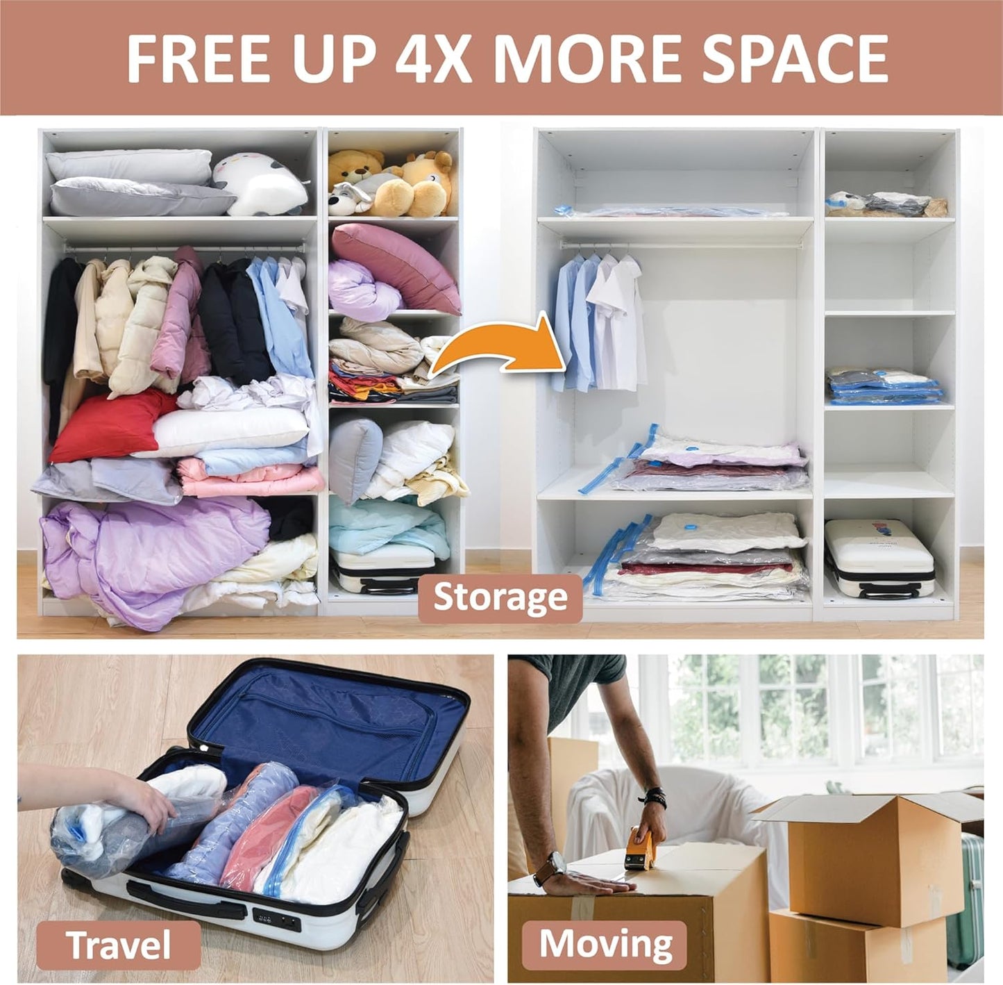 8-Pack XXL Vacuum Storage Bags – Extra-Large Space Saver Bags for Bedding & Comforters (47.2" x 35")