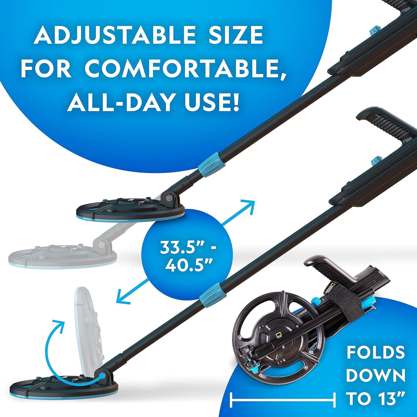 National Geographic Kids Metal Detector Kit – Starter Detector with 7.4" Waterproof Coil & Trowel