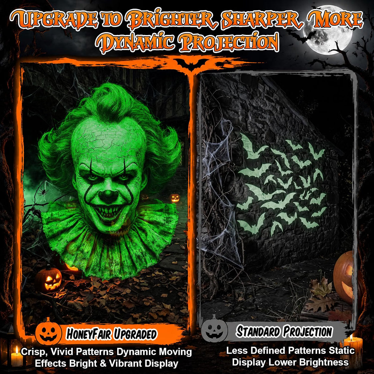 12-in-1 Halloween Projector Lights – 3D Dynamic Breathing Effect Outdoor Holiday Decoration