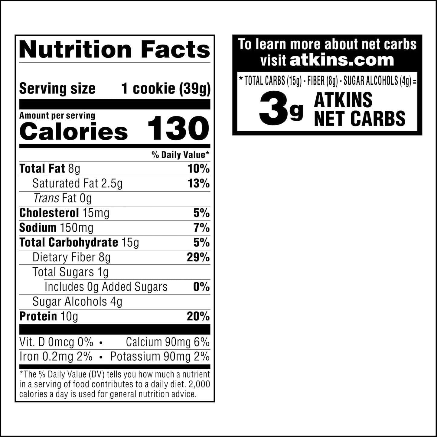 Peanut Butter High-Protein Cookies – Keto-Friendly, 3g Net Carbs, 1g Sugar, Low-Carb Snacks (4 Count)