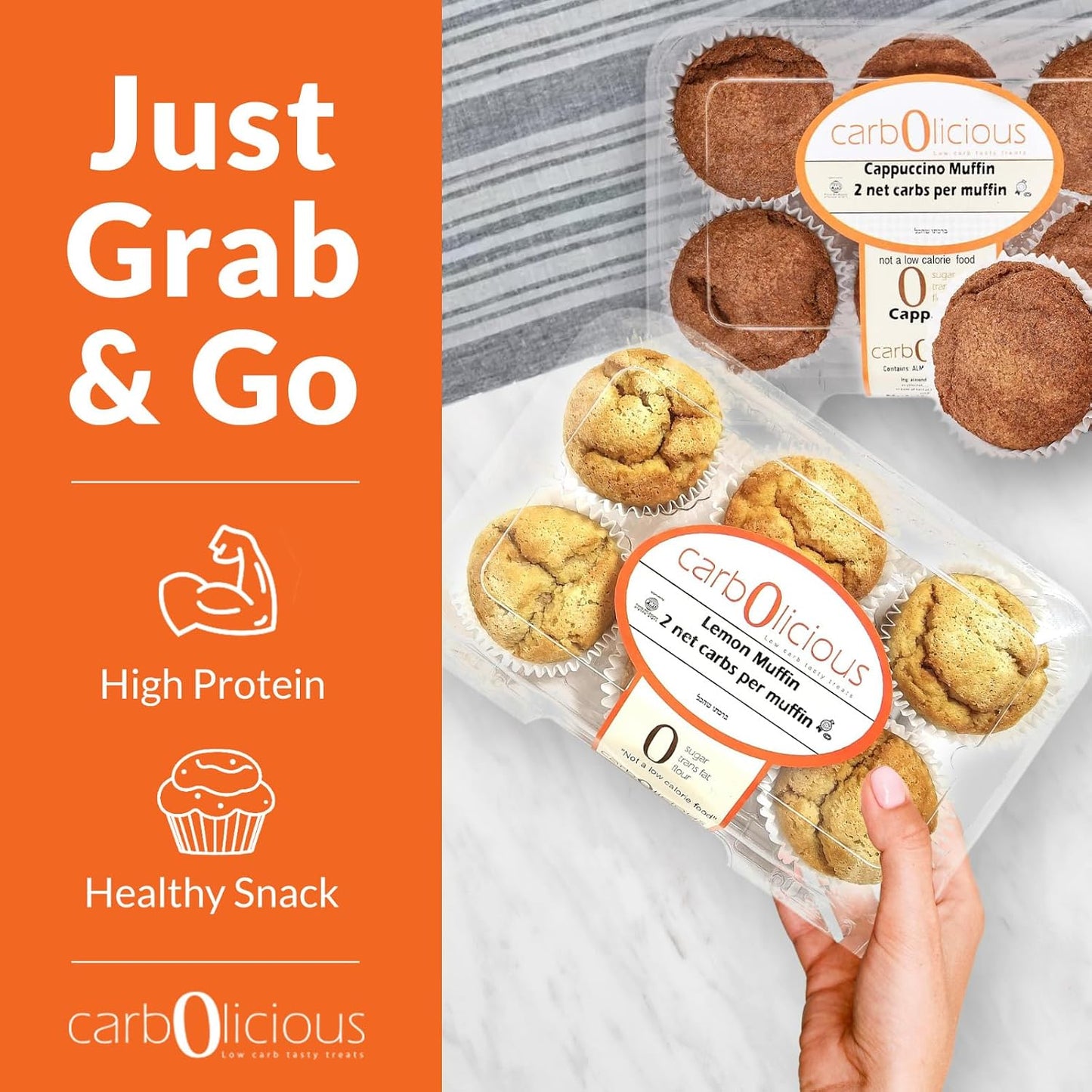 Low-Carb Marble Mini Muffins – Keto-Friendly, 2g Net Carbs, 9g Protein, Sugar-Free Almond Flour Snack, 6 Count