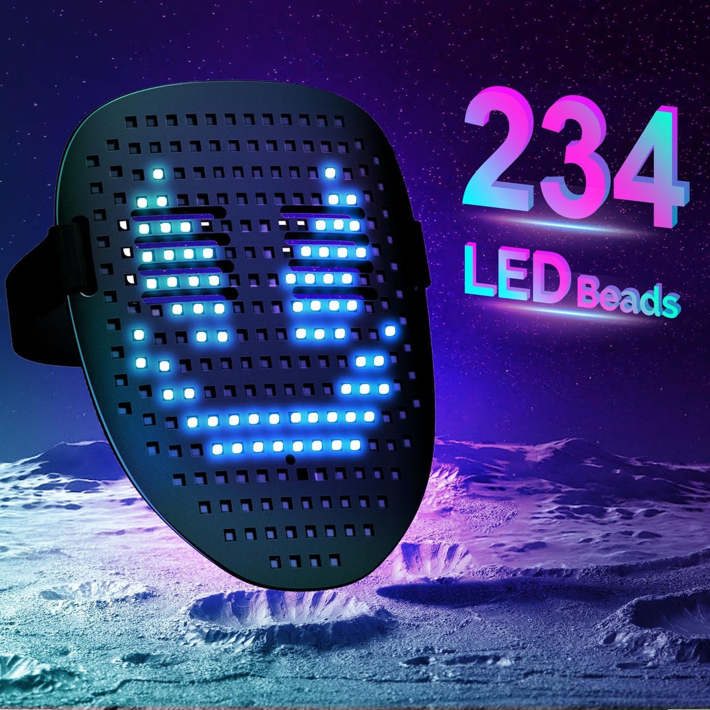 LED Gesture-Sensing Mask – Light-Up Transforming Digital Face Mask for Parties & Gifts