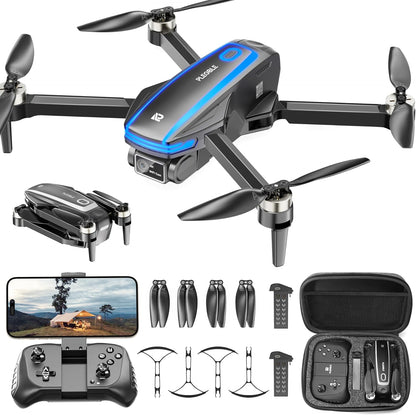 4K Camera Drone with Brushless Motor – Foldable RC Quadcopter for Kids and Beginners, Includes 2 Batteries and Gesture Control – Perfect Gift for Men and Boy