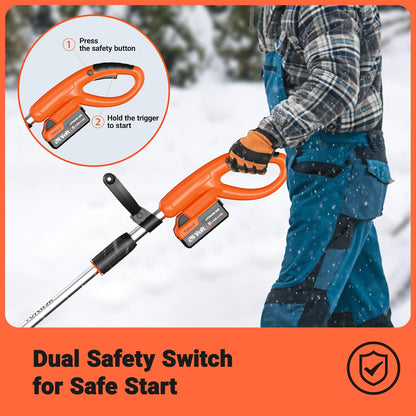 24V | 13-Inch | 4-Ah Cordless Snow Shovel/Blower with Directional Plate & Adjustable Front Handle (4-Ah Battery & Quick Charger Included)